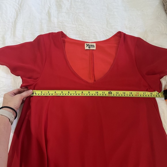 Show Me Your Mumu Red Kylie Mini Dress‎ Sz Med Flounce Sleeve V-neck Dressy - Picture 4 of 8